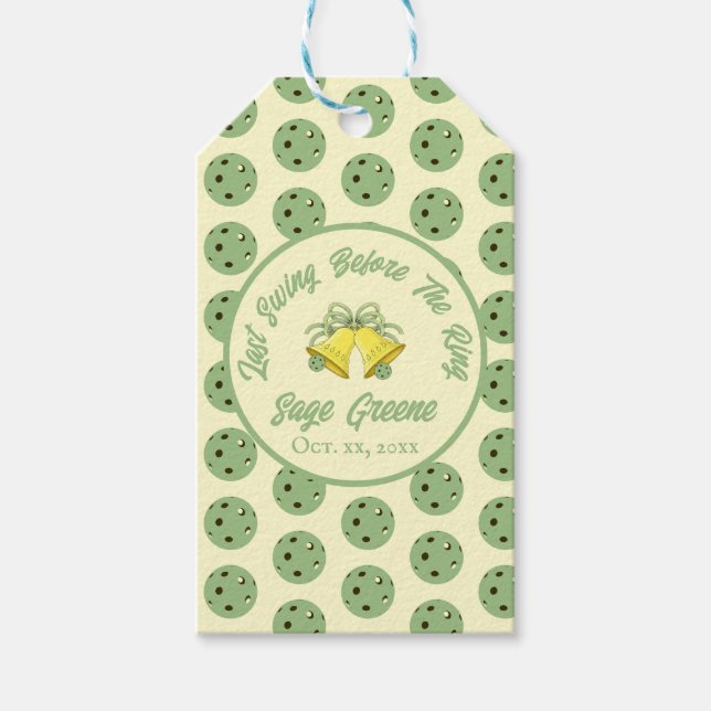 Letztes Swing vor dem Ring Sage & Cream Pickleball Geschenkanhänger (Vorderseite)