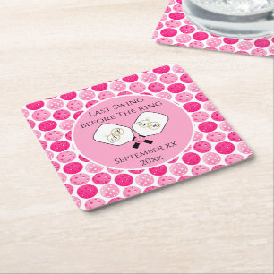 Letztes Swing vor der Hochzeit Pickleball Pink Rechteckiger Pappuntersetzer