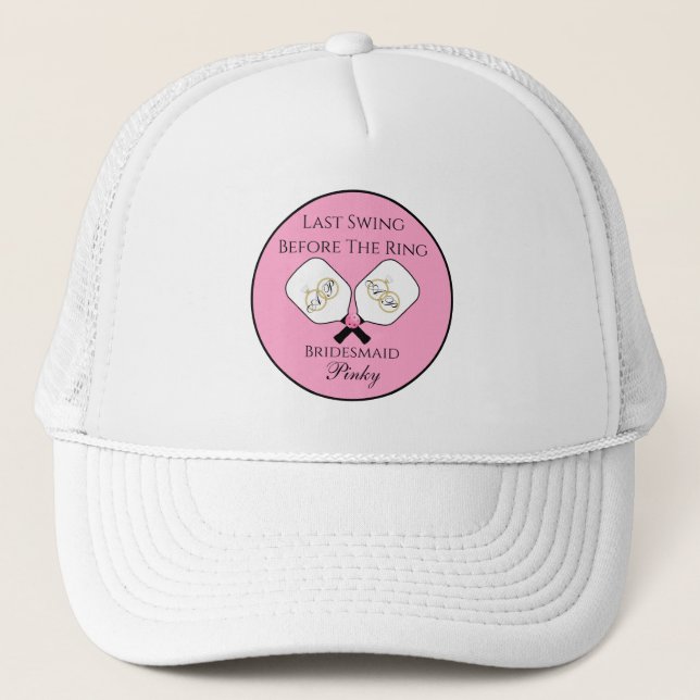 Letztes Swing vor der Hochzeit Pickleball Pink Truckerkappe (Vorderseite)