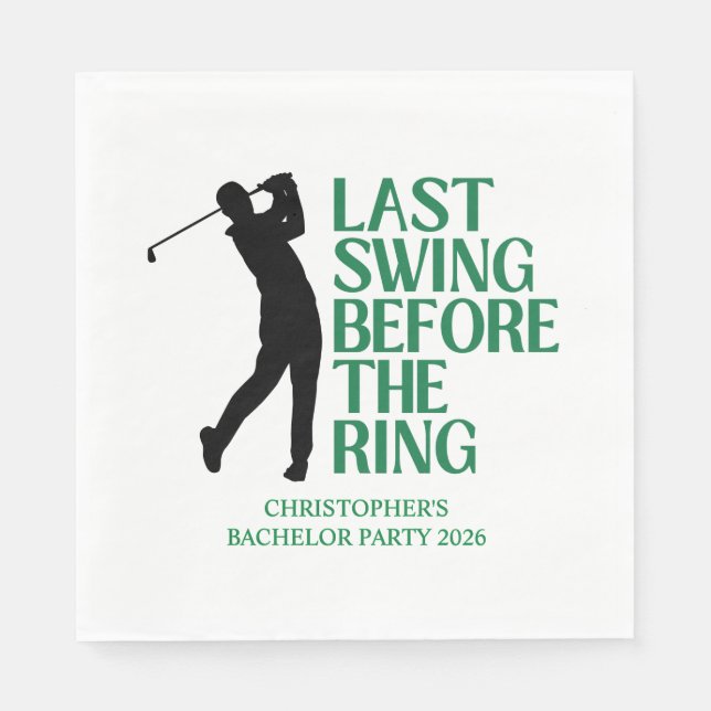 Letztes Swing vor der Ring Golf Bachelor Party Serviette (Vorderseite)