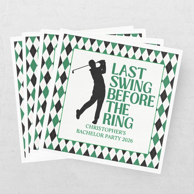 Letztes Swing vor der Ring Golf Bachelor Party Serviette (Von Creator hochgeladen)