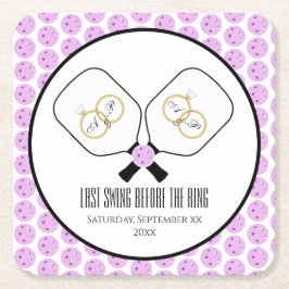 Letztes Swing vor der Ring-Hochzeit Pickleball Rechteckiger Pappuntersetzer