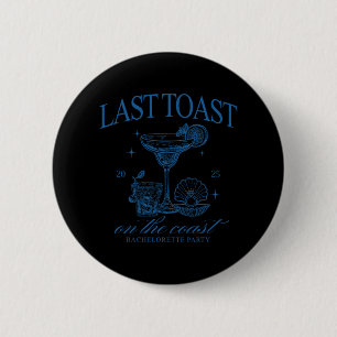 Letztes Toast an der Küste Team Braut Strand Jungg Button