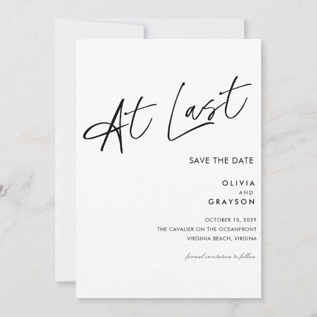 Letztlich bearbeitbar modern Save the Date Minimal (Vorderseite)