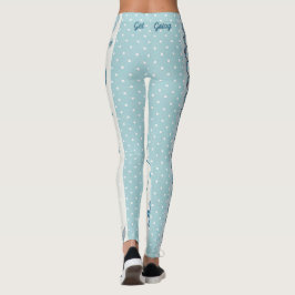 Leuchtblauer Polka-Dot und Blumenmuster Leggings