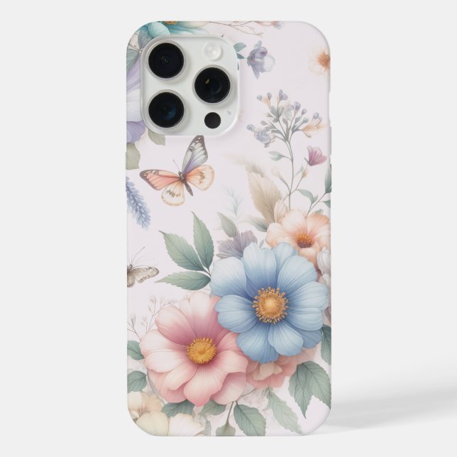 Leuchtblüten und Schmetterlinge 🌼 iPhone 15 Pro Max Hülle (Rückseite)