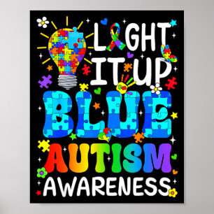 Leuchte blaues Autismuserkennung-Puzzleteil Jungen Poster