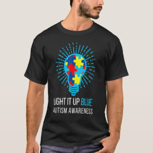 Leuchte es Blau Autismus-Bewusstseins-Schleifen-Pu T-Shirt