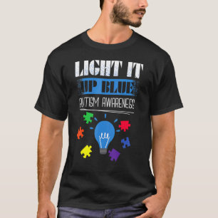 Leuchte es Blau Autismus-Bewusstseinsmonat Puzzle- T-Shirt