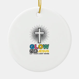 Leuchte für Jesus Christliches Kreuz Licht-Shirt-D Keramik Ornament