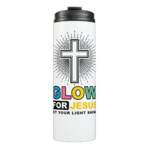 Leuchte für Jesus Christliches Kreuz Licht-Shirt-D Thermosbecher