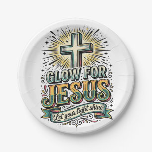 Leuchte für Jesus Vintage Christian Kreuz Shirt Pappteller