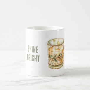 Leuchte Helle Kerze Grüne Blätter Boho Kaffeetasse