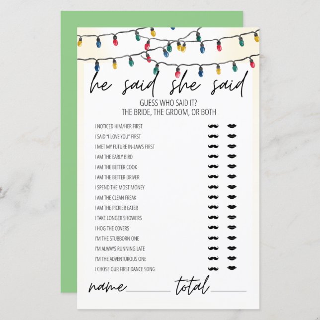 Leuchten Theme sagte er sagte, sie sagte Brautpart (Vorne/Hinten)