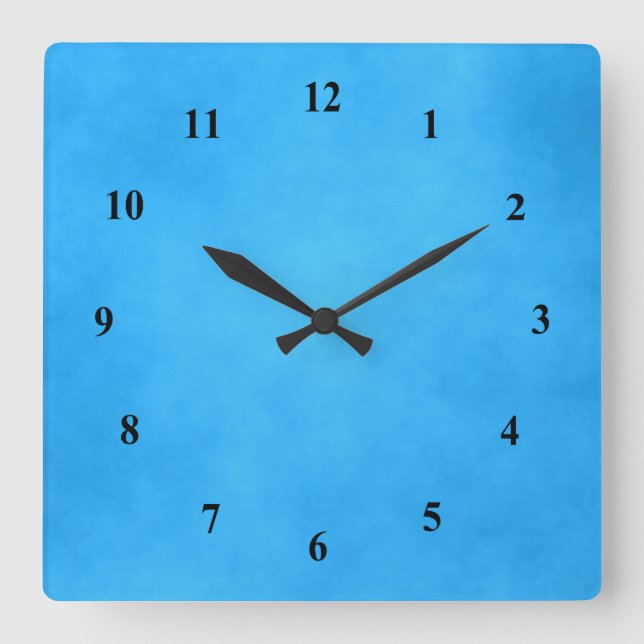 Leuchtend Blau Quadratische Wanduhr (Vorderseite)