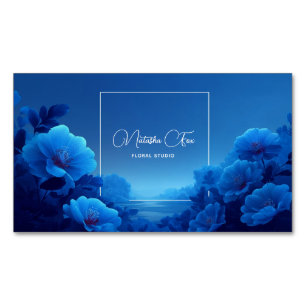 Leuchtend Blaue Florale Ruhige Landschaft Magnetische Visitenkarte