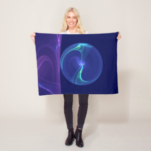 Leuchtend blaue violette Traum-Abstrakte Fraktal-K Fleecedecke