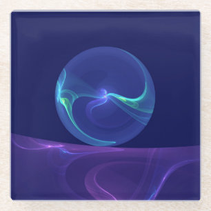 Leuchtend blaue violette Traum-Abstrakte Fraktal-K Glasuntersetzer