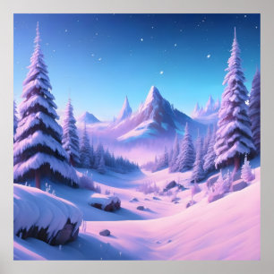 leuchtend blauer Winterhintergrund mit tiefgefrore Poster
