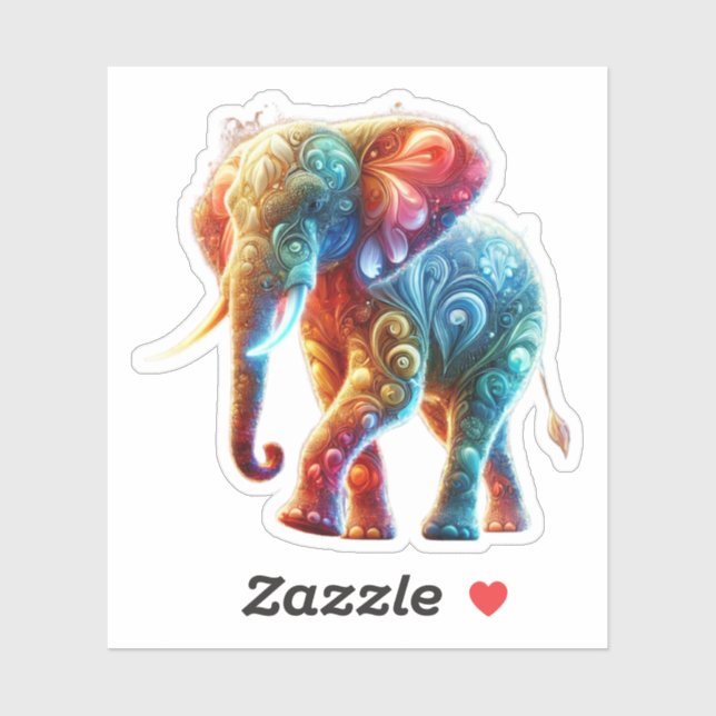 leuchtend farbiger Elefant Aufkleber (Blatt)