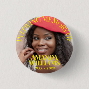 Leuchtend Gelb   Memorial zum Personalisierten Fot Button