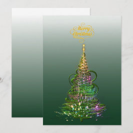 Leuchtend grüner Weihnachtsbaum Flache Weihnachtsk Einladung