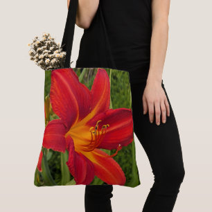 Leuchtend orangefarbene Taglilienblüte Floral Tasche