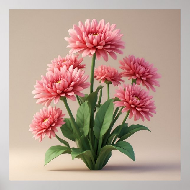 Leuchtend rosa Chrysanthemenstrauß Poster (Vorne)