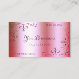 leuchtend rosa und grün glänzende Ornamentik Verzi Visitenkarte