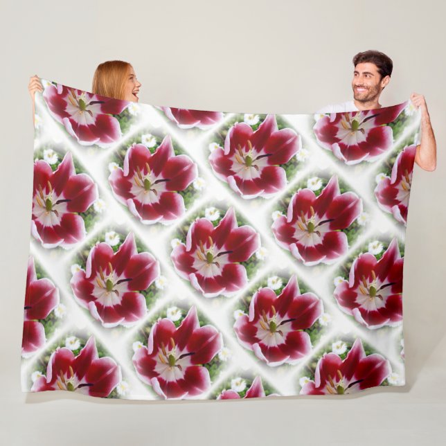 leuchtend rote Tulpe Fleecedecke (Beispiel)