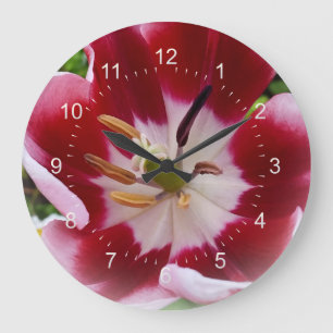 leuchtend rote Tulpe Große Wanduhr