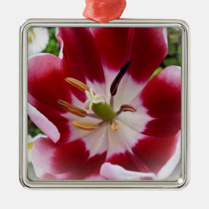leuchtend rote Tulpe Ornament Aus Metall