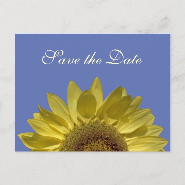 leuchtend sommergelbe Sonnenblume Save the Date Ankündigungspostkarte (Vorderseite)