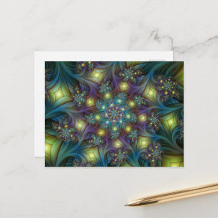 Leuchtende abstrakte glänzende Türkis-Purple-Frakt Postkarte