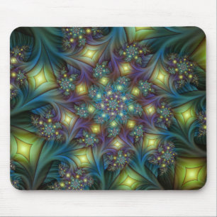 Leuchtende abstrakte glänzende Türkis-Violett-Frak Mousepad