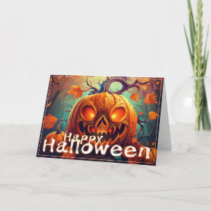 Leuchtende Augen Jack-o-Lantern Halloween Kunst Karte