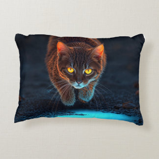 Leuchtende Augen Katze Ästhetik Wildtier-Illustrat Dekokissen