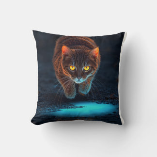 Leuchtende Augen Katze Ästhetik Wildtier-Illustrat Kissen