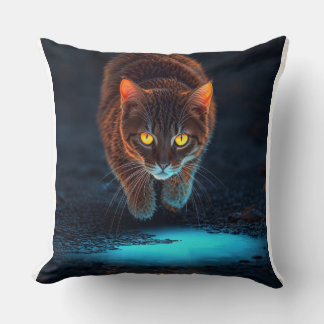 Leuchtende Augen Katze Ästhetik Wildtier-Illustrat Kissen