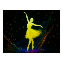 Leuchtende Ballerina in Farbiger Wassersymphonie
