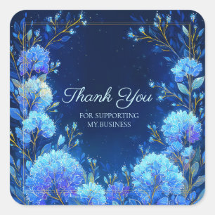Leuchtende Blaue Hortensie Gold Glanz Himmlisch Quadratischer Aufkleber