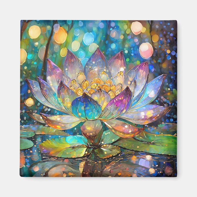 Leuchtende blühende Lotusblume Magnet (Vorne)