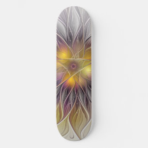 Leuchtende Bunte Blume, Abstrakte Moderne Fraktal Skateboard