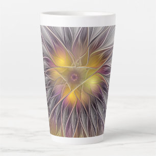 Leuchtende Bunte Blume, Abstrakte Moderne Fraktale Milchtasse