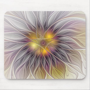 Leuchtende bunte Blume, abstrakte moderne Fraktale Mousepad