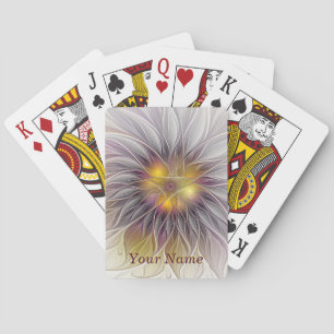 Leuchtende Bunte Blume, Abstrakter Fraktal Name Spielkarten