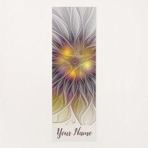 Leuchtende Bunte Blume, Abstrakter Fraktal Name Yogamatte