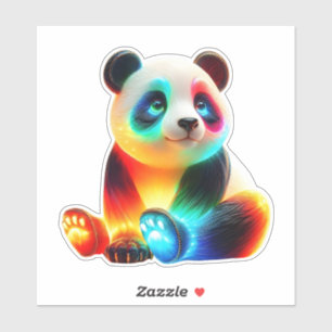 Leuchtende Bunte Panda-Kunst – Süßer Neonlicht-Pan Aufkleber