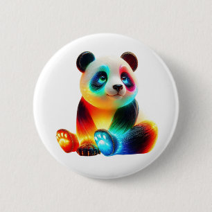 Leuchtende Bunte Panda-Kunst – Süßer Neonlicht-Pan Button