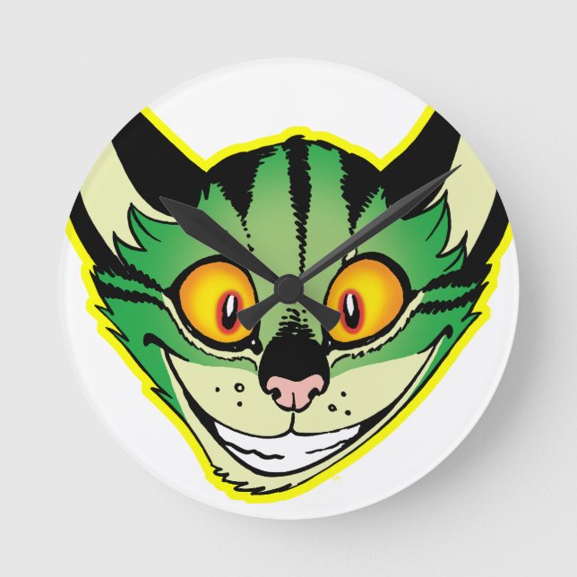 Leuchtende Cartoon-Cat-Wall-Uhr Runde Wanduhr (Vorderseite)